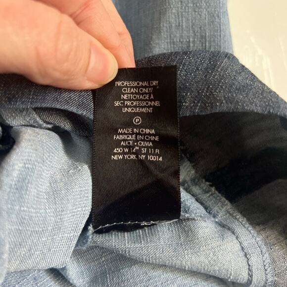 Alice + Olivia Chambray Linen Shift Dress Size XS Blue - Picture 8 of 9